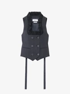 Gilet sartoriale gessato da Donna in Blu Navy