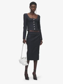 Gonna a tubino a righe da Donna in Blu Navy
