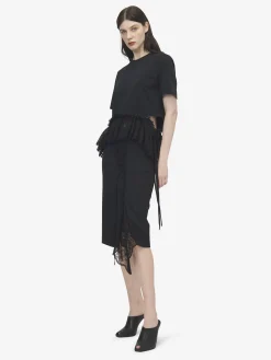 Gonna a tubino con pannello stile allacciatura corsetto da Donna in Nero