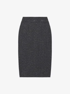 Gonna a tubino con zip a vista e motivo gessato screziato da Donna in Grigio