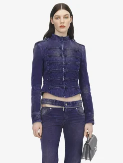 Jeans bootcut con zip a vista da Donna in Violetto