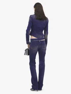 Jeans bootcut con zip a vista da Donna in Violetto