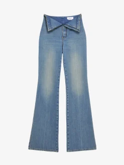 Jeans con risvolto in vita da Donna in Washed Blue