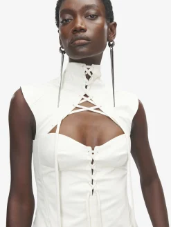 Miniabito con corsetto e cut-out da Donna in Avorio