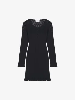 Miniabito in maglia pointelle da Donna in Nero