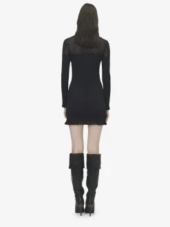 Miniabito in maglia pointelle da Donna in Nero