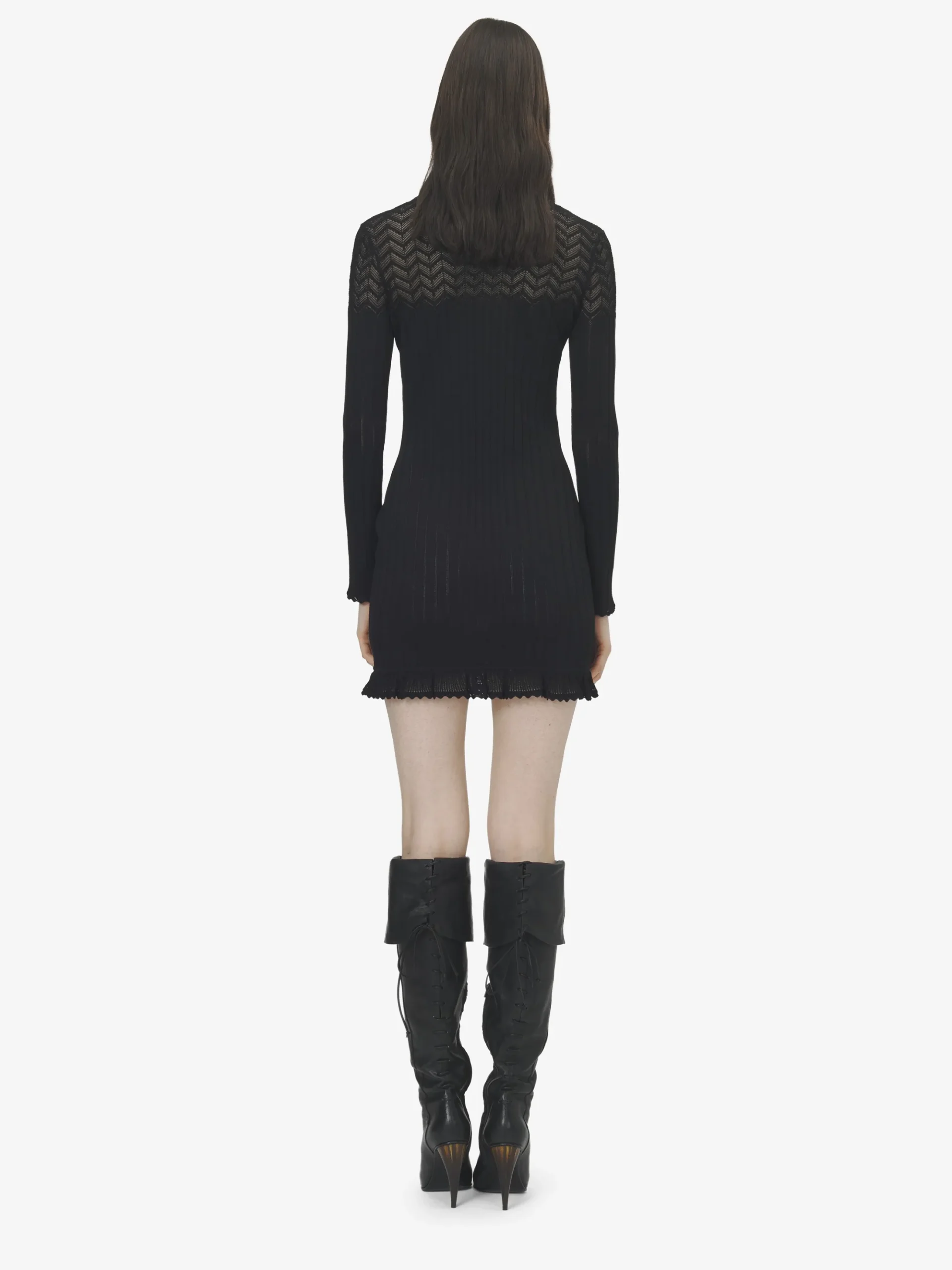 Miniabito in maglia pointelle da Donna in Nero