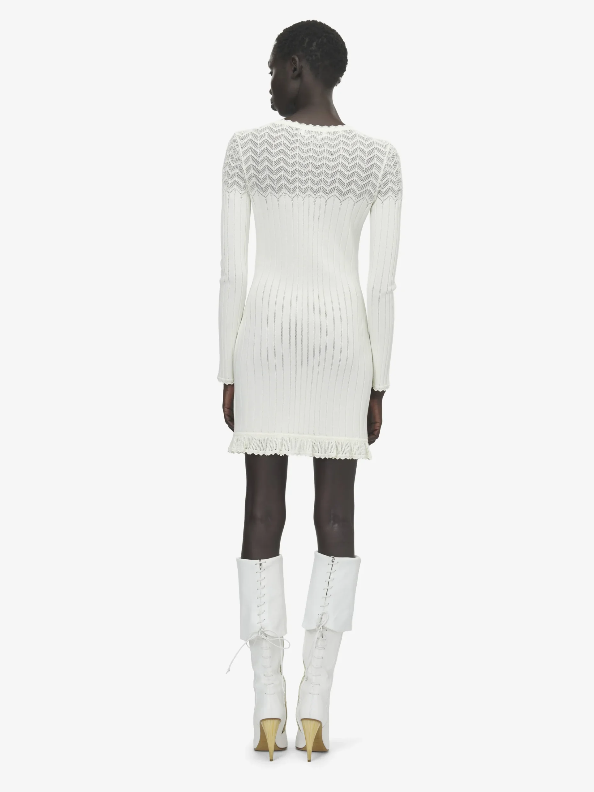 Miniabito in maglia pointelle da Donna in Avorio