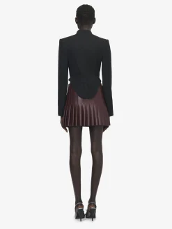 Minigonna a pieghe in pelle da Donna in Bordeaux