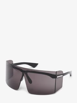 Occhiali da sole con visiera oversize da Donna in Nero