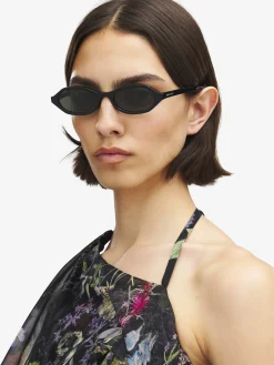 Occhiali da sole ovali geometrici da Donna in Nero