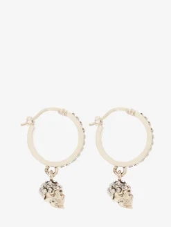 Orecchini Mini Skull a Cerchio da Donna in Finitura oro chiaro