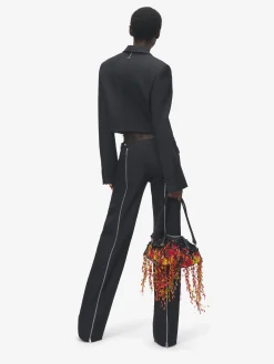 Pantaloni a gamba dritta con zip da Donna in Nero