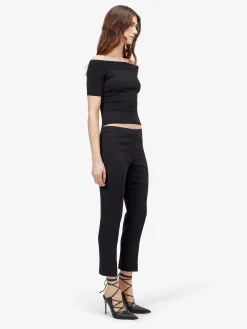 Pantaloni a sigaretta in crêpe da Donna in Nero