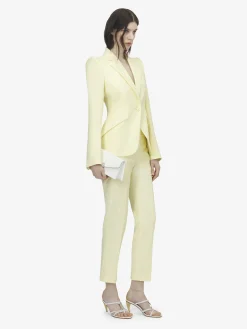 Pantaloni a sigaretta in gabardine di lana da Donna in Giallo