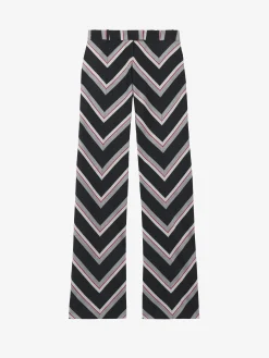 Pantaloni bumster a righe Chevron da Donna in Nero/Rosso