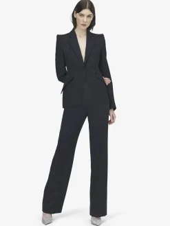 Pantaloni sartoriali a vita alta da Donna in Indaco