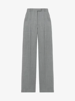 Pantaloni sartoriali in lana grisaglia da Donna in Nero/Avorio