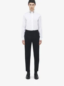 Pantaloni smoking con dettaglio plissettato da Uomo in Nero