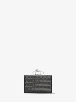 Pochette Knuckle piatta da Donna in Nero/Argento