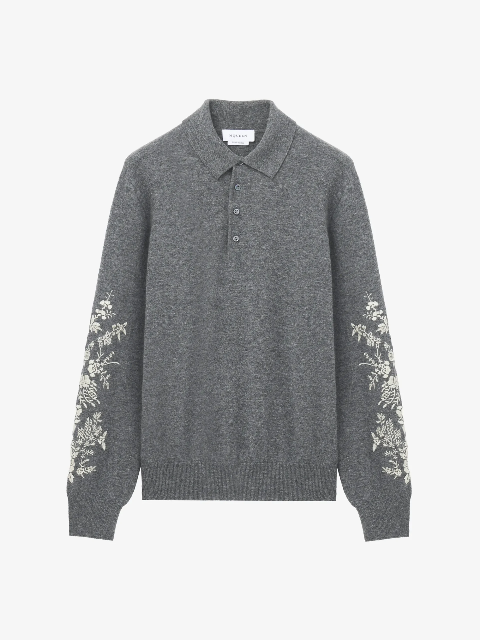Polo con ricami floreali da Uomo in Grigio