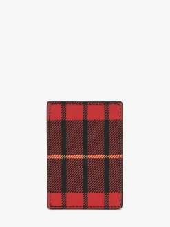 Portacarte magnetico tartan da Uomo in Rosso/Nero/Giallo