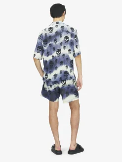 Shorts da bagno Skull tie-dye da Uomo in Navy/Nero