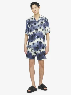 Shorts da bagno Skull tie-dye da Uomo in Navy/Nero