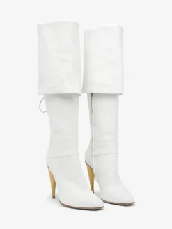 Stivali al ginocchio con tacco a corno da Donna in Bianco
