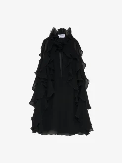 Top con volant da Donna in Nero