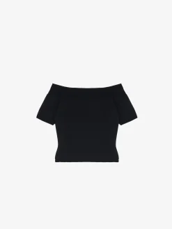Top in Maglia con Spalle Scoperte da Donna in Nero