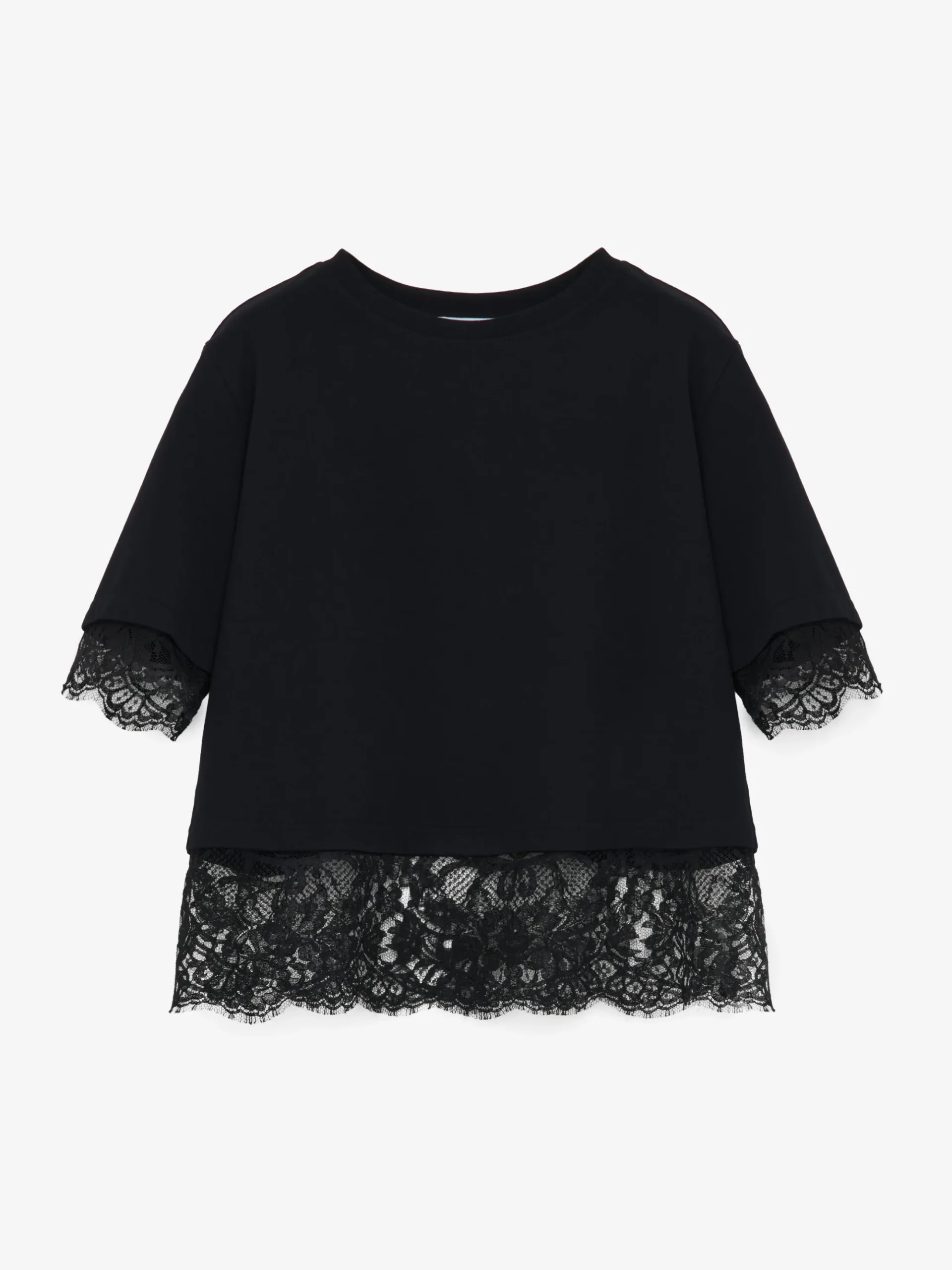 T-shirt con dettagli in pizzo da Donna in Nero