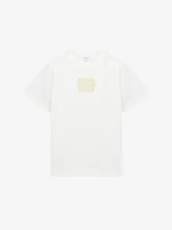 T-shirt con patch e logo ricamato da Donna in Avorio